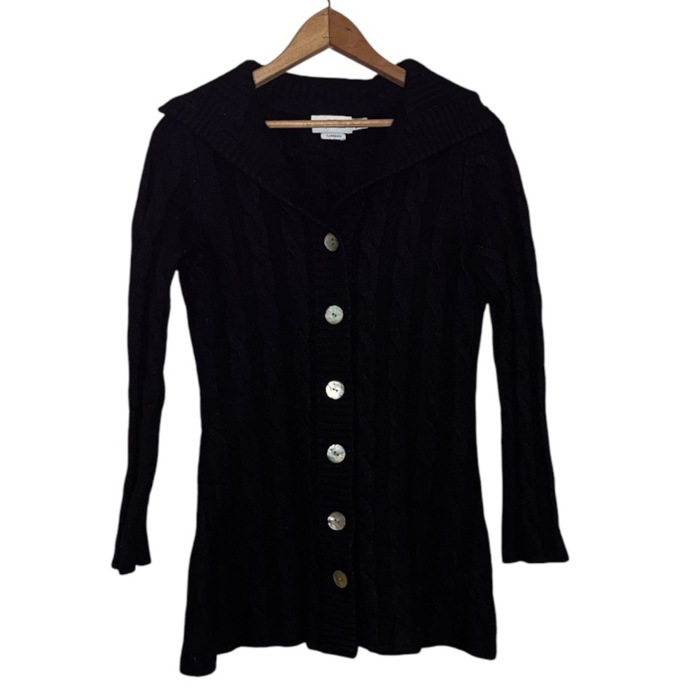 Vineyard Vines Cashmere cardigan black mock neck preppy chunky small academia - Picture 3 of 11